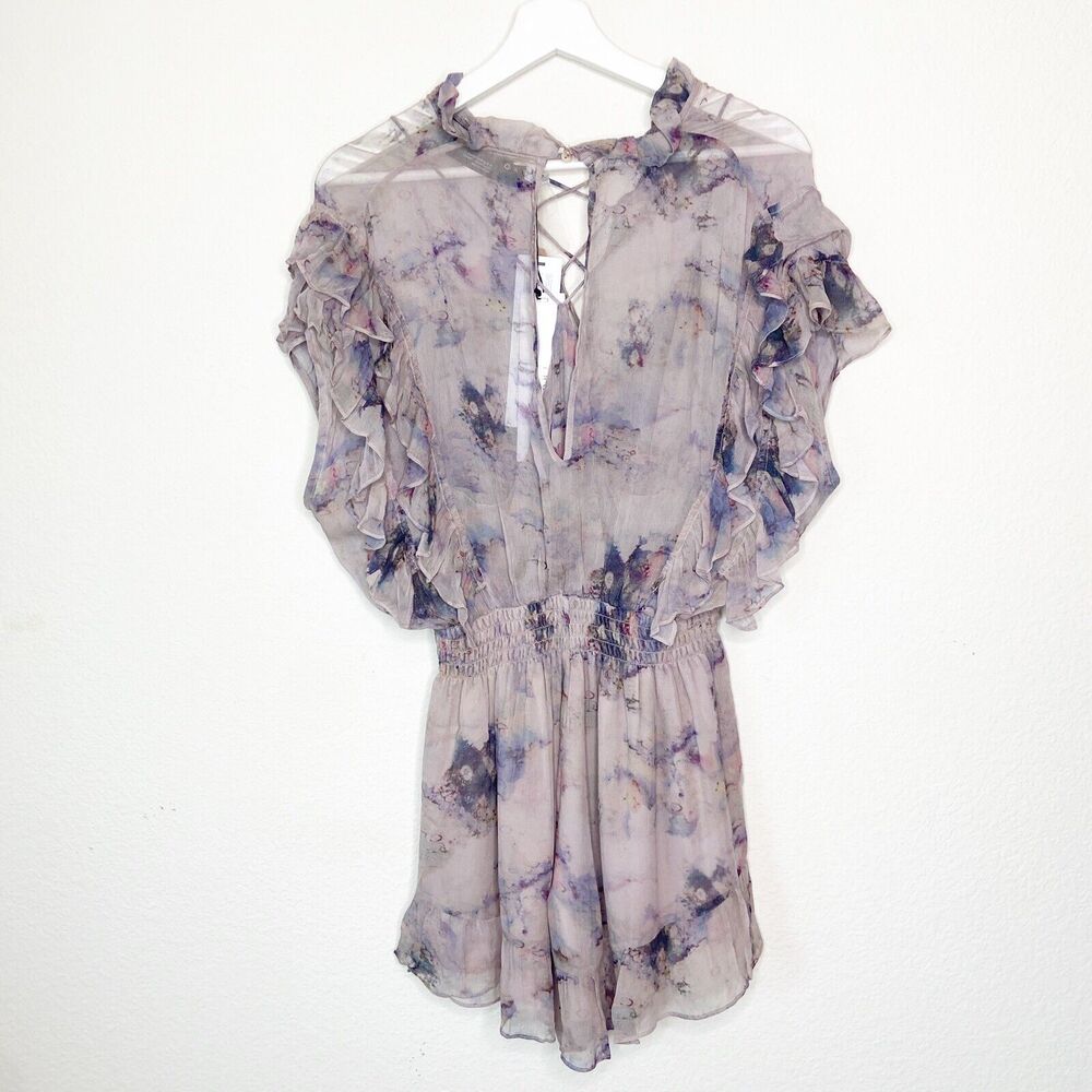IRO Brantes Floral Ruffle Trim Floral Georgette Lace Up Romper Sz 34 (XS) NWT - Picture 10 of 14